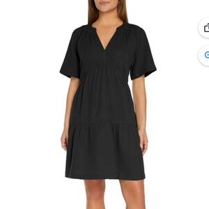 GAP NWT Black Soft Gauze Relaxed Fit Tiered Dress Empire Babydoll Waist size XXL